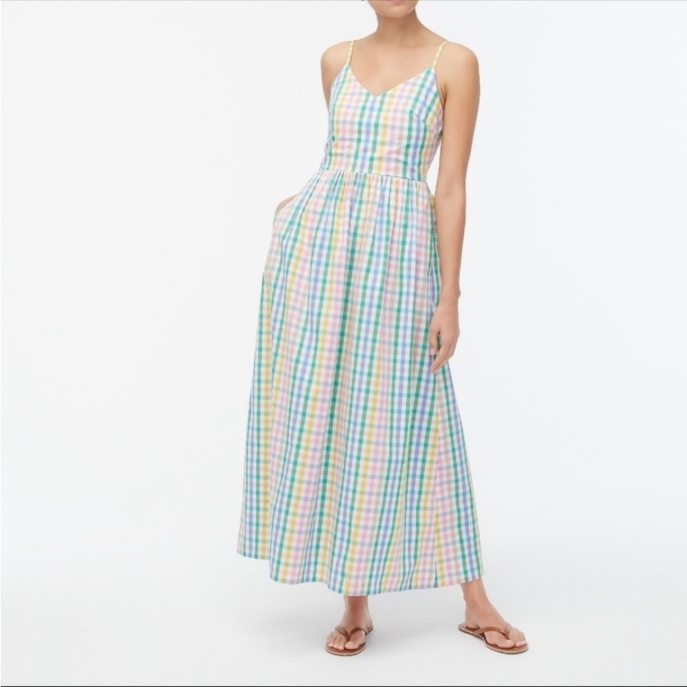 j.crew rainbow maxi gingham dress - 4P - Picture 1 of 9